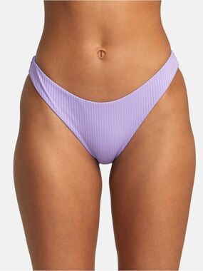 RVCA Lilac purple Ribbed SECOND LIFE CHEEKY BIKINI BOTTOM size Small NWT